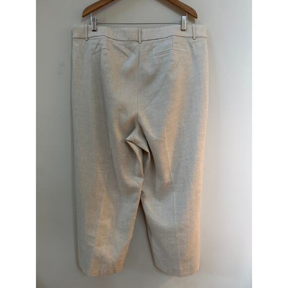 NWT J CREW Sydney Flax Beige Linen Blend Wide Leg Flat Front Trouser Pants Sz 18 - Picture 4 of 5